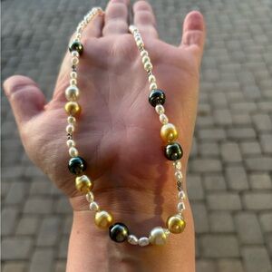 Black Tahitian South Sea Gold Pearl Strand Necklace